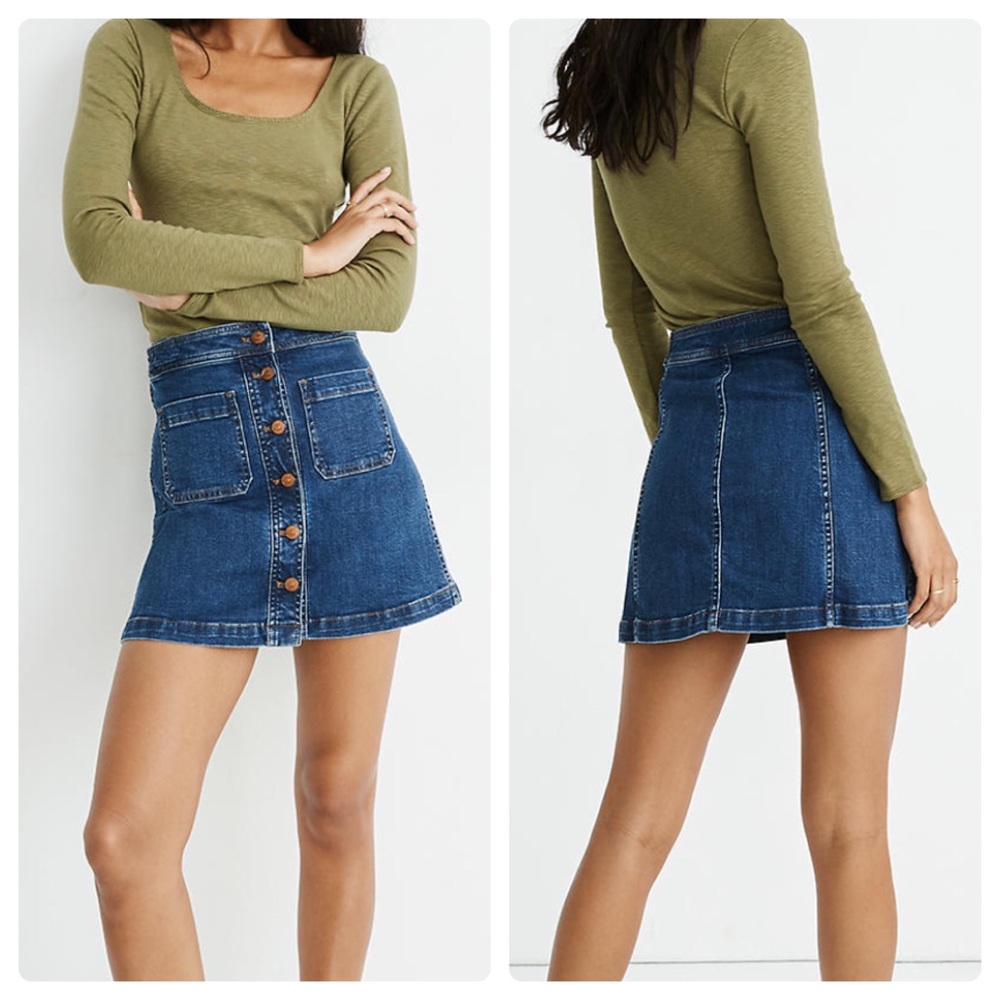 Madewell Blue Denim Mini Skirt with Buttons